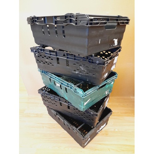 591 - Stackable Bread Crates (5). 18cm High, 60cm x 40cm. Collection Only.