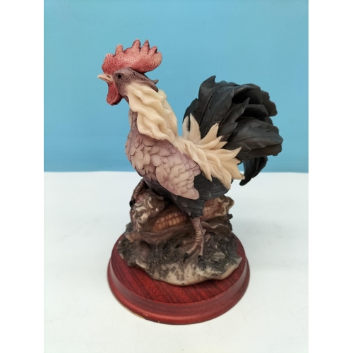 634 - Resin 23cm Figure of a Cockerel on a Plinth.