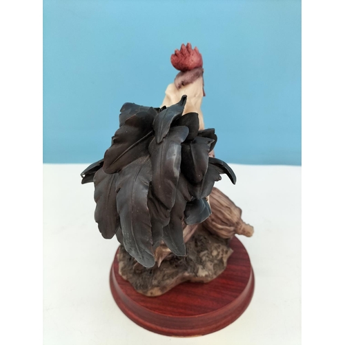 634 - Resin 23cm Figure of a Cockerel on a Plinth.