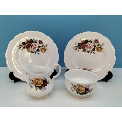 543 - Crown Staffordshire Bone China 19 Piece Part Tea Set in a Rose Pattern.