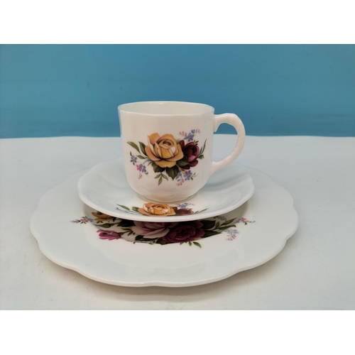 543 - Crown Staffordshire Bone China 19 Piece Part Tea Set in a Rose Pattern.