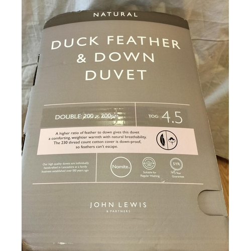 102 - John Lewis Boxed Double (200cm x 200cm) Duck Feather and Down Duvet.