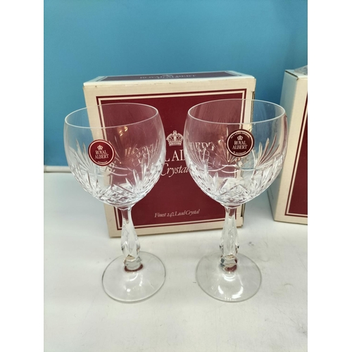 105 - 5 Boxes of 2 Royal Albert Crystal Glasses to include Brandy, Champagne Flutes and Wine Glasses.