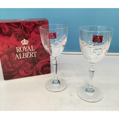 105 - 5 Boxes of 2 Royal Albert Crystal Glasses to include Brandy, Champagne Flutes and Wine Glasses.