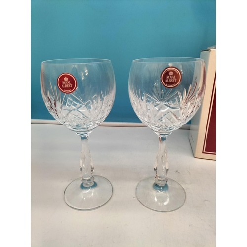 105 - 5 Boxes of 2 Royal Albert Crystal Glasses to include Brandy, Champagne Flutes and Wine Glasses.