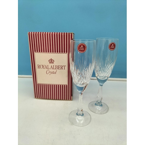 105 - 5 Boxes of 2 Royal Albert Crystal Glasses to include Brandy, Champagne Flutes and Wine Glasses.