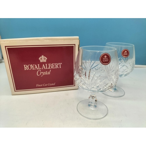 105 - 5 Boxes of 2 Royal Albert Crystal Glasses to include Brandy, Champagne Flutes and Wine Glasses.