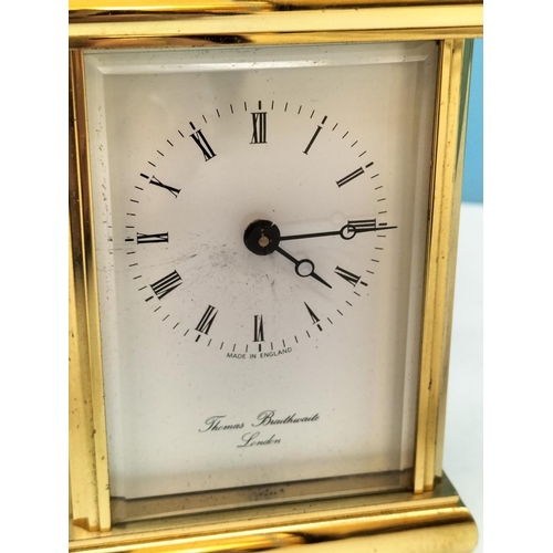 118 - Thomas Braithwaite (London) Carriage Clock. Heavy Gauge Brass. 12cm Tall.