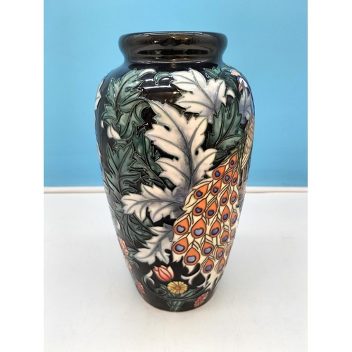 12 - Old Tupton Ware Tubelined 'Peacock' Vase. 29cm Tall