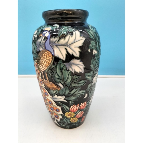 12 - Old Tupton Ware Tubelined 'Peacock' Vase. 29cm Tall