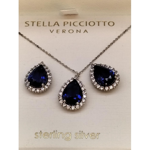 162 - Boxed Stella Picciotto Sterling Silver Necklace and Earring Set.