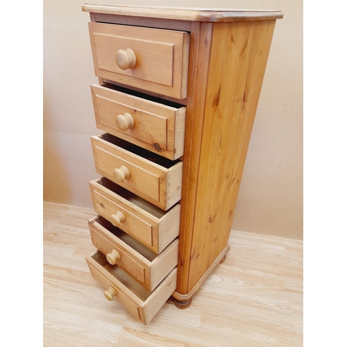 174 - Six Drawer Pine Tallboy. 108cm High, 46cm x 41cm. Collection Only