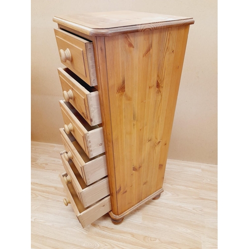 174 - Six Drawer Pine Tallboy. 108cm High, 46cm x 41cm. Collection Only