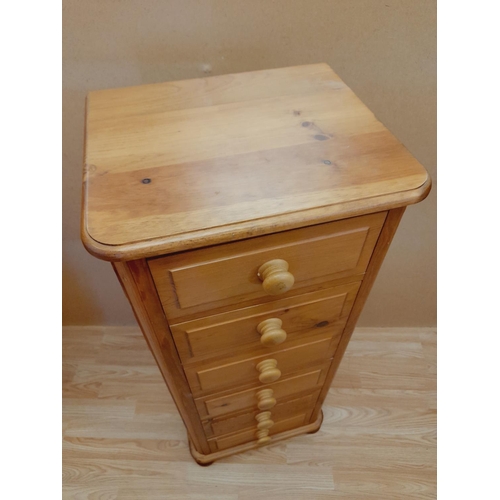 174 - Six Drawer Pine Tallboy. 108cm High, 46cm x 41cm. Collection Only