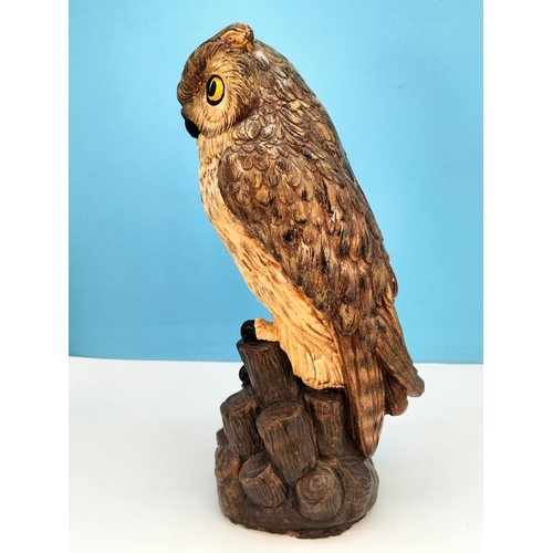 182 - Large 44cm Concrete Owl Figure. Collection Only.