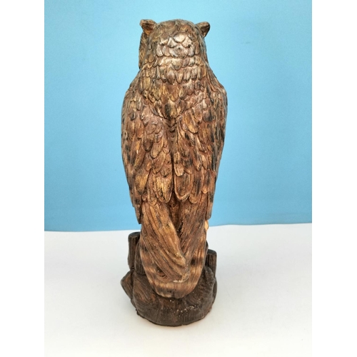 182 - Large 44cm Concrete Owl Figure. Collection Only.