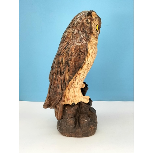 182 - Large 44cm Concrete Owl Figure. Collection Only.