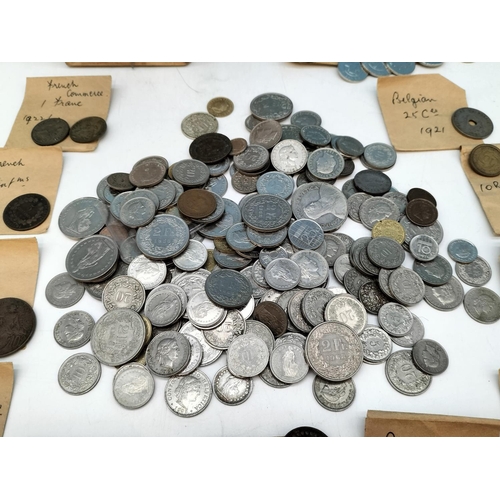 190 - Hexagonal Wooden Box with Mixed Coins to include 1855 Napoleon III 5 Cent, etc