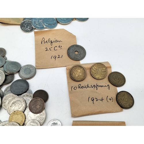 190 - Hexagonal Wooden Box with Mixed Coins to include 1855 Napoleon III 5 Cent, etc