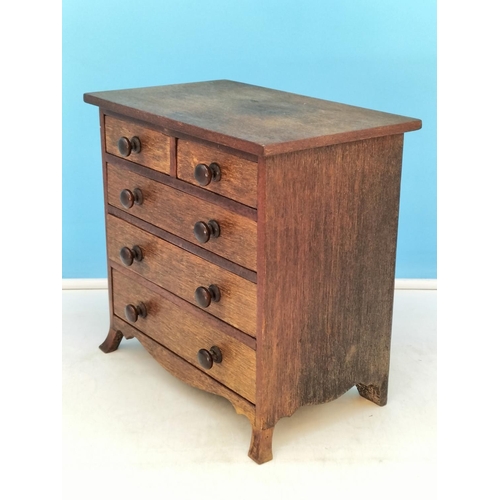 20 - Small Apprentice Piece, Set of 3 Over 2 Drawers. 27cm High, 28cm x 17cm.