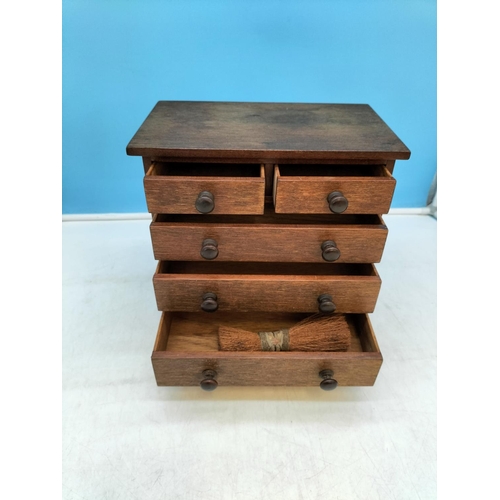 20 - Small Apprentice Piece, Set of 3 Over 2 Drawers. 27cm High, 28cm x 17cm.