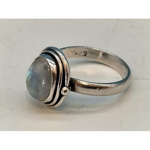 212 - 925 Silver and Moonstone Ring. Size Q