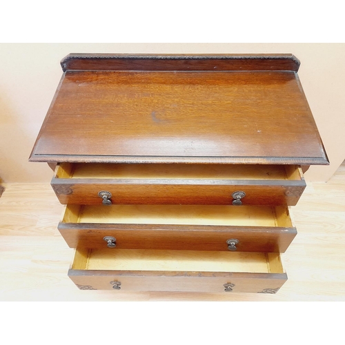 213 - 1930's/1940's Three Drawer Dresser Unit on Castors and with Raised Corner Relief. 87cm High, 91cm x ... 