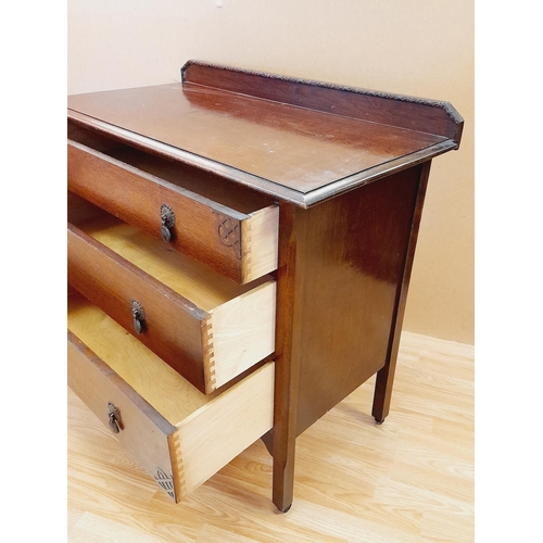 213 - 1930's/1940's Three Drawer Dresser Unit on Castors and with Raised Corner Relief. 87cm High, 91cm x ... 