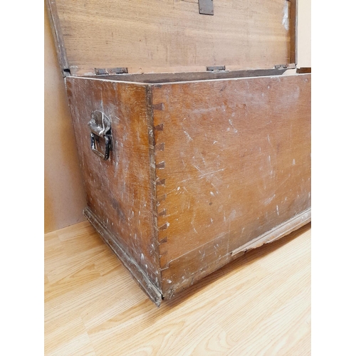 214 - Oak Coffer/Blanket Chest on Castors with Hinged Lid and Metal Handles. Requires Restoration. 52cm Hi... 