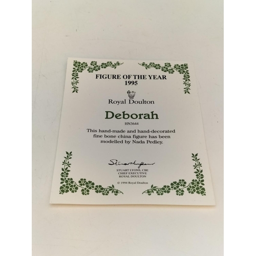 299 - Boxed Royal Doulton Figure of the Year 1995 'Deborah' HN 3644 with Certificate of Authenticity.