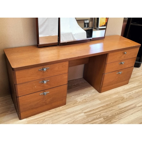 399 - 1960's/1970's Six Drawer Dressing Table with Triple Mirror. 123cm High, 163cm x 46cm. Collection Onl... 