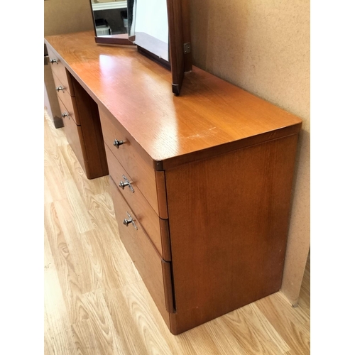 399 - 1960's/1970's Six Drawer Dressing Table with Triple Mirror. 123cm High, 163cm x 46cm. Collection Onl... 