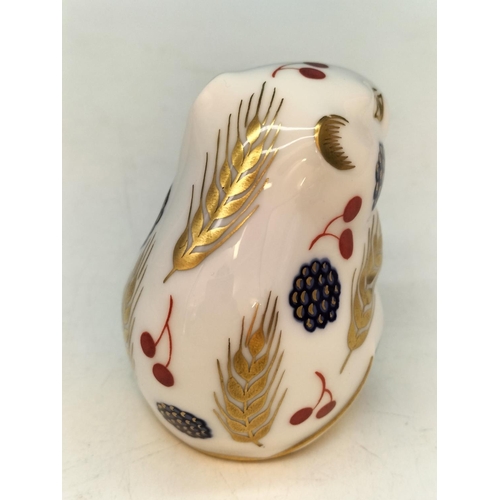 4 - Royal Crown Derby 'Harvest Mouse' Paperweight with Gold Stopper. 7cm Tall