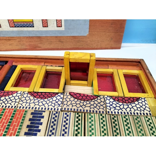 408 - Vintage Vero Wooden Block Building Set in Box. Excellent Condition. 52cm x 25cm x 3cm.