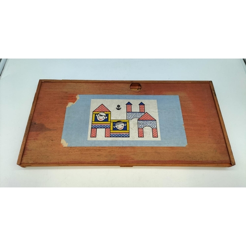 408 - Vintage Vero Wooden Block Building Set in Box. Excellent Condition. 52cm x 25cm x 3cm.