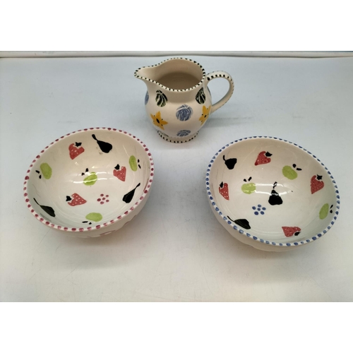 414 - Emma Bridgewater Dessert Bowls (2) 'Grandma' and 'Grandad' plus Cream/Custard Jug