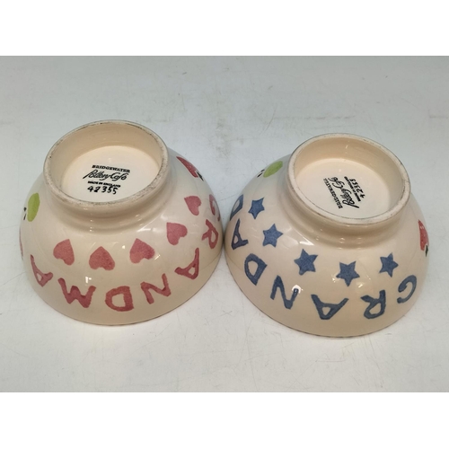 414 - Emma Bridgewater Dessert Bowls (2) 'Grandma' and 'Grandad' plus Cream/Custard Jug