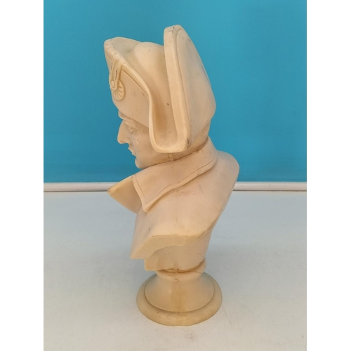 427 - Alabaster 24cm Bust of Napoleon. A/F to Base