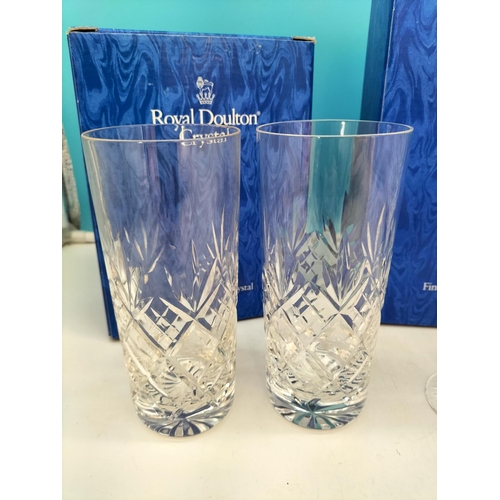 430 - Boxed Royal Doulton 'Knightsbridge' Glasses - 2 Boxes of 2 Highball Glasses plus 1 Box of 2 Flutes.