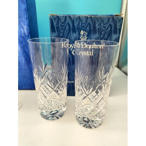 430 - Boxed Royal Doulton 'Knightsbridge' Glasses - 2 Boxes of 2 Highball Glasses plus 1 Box of 2 Flutes.