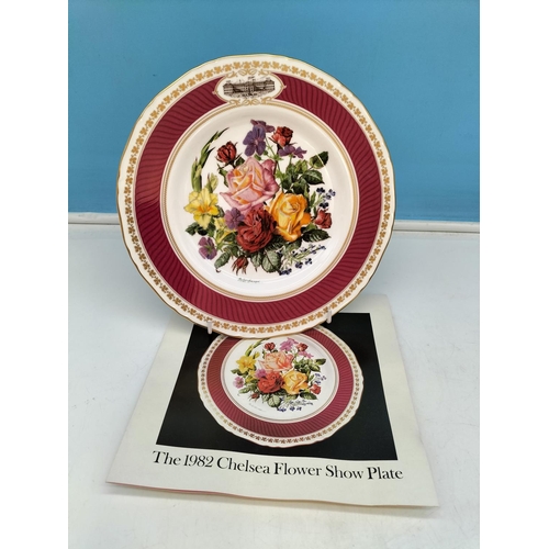 468 - Royal Doulton 'Chelsea Flower Show' Collectors Plates (2) plus Limoges (France) 'Paris Scenes' (3).