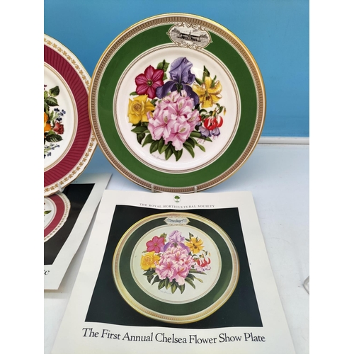 468 - Royal Doulton 'Chelsea Flower Show' Collectors Plates (2) plus Limoges (France) 'Paris Scenes' (3).