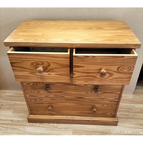 473 - Modern Pine Two Over Two Chest of Drawers. 90cm High, 90cm x 46cm. Collection Only