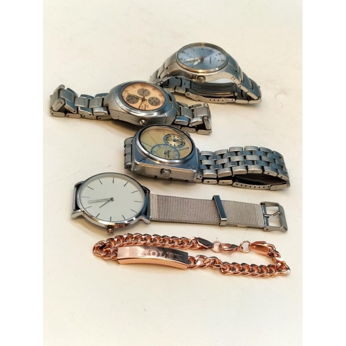 476 - Gents Quartz Watches (4) W/O to include Henleys, Head, etc plus Fashion Bracelet.