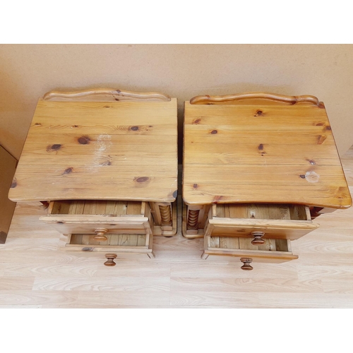 484 - Pair of Pine Two Drawer Bedside Cabinets with Barley Twist Columns .65cm High, 58cm x 47cm. Collecti... 