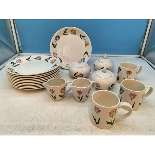 491 - Collection of Poole Pottery to include 'Tiffany Tulip' (for Tiffany & Co) Plates, Bowls, Jugs, etc, ... 