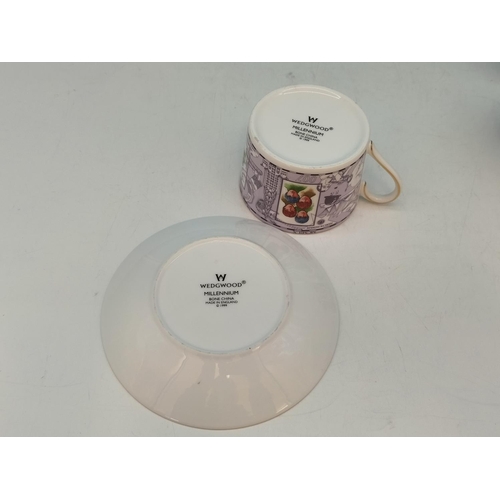 497 - Wedgwood China 'Millennium' Collection Cups and Saucers (2) plus Mug (8.5cm Tall).