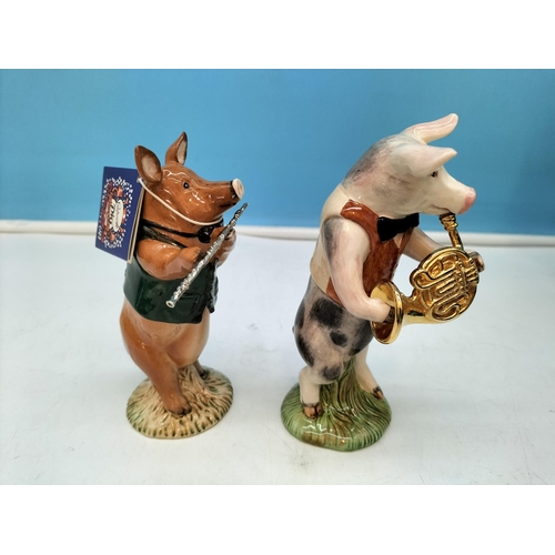 5 - 9 Piece Beswick Pig Band. All But One Boxed. Tallest 12cm.