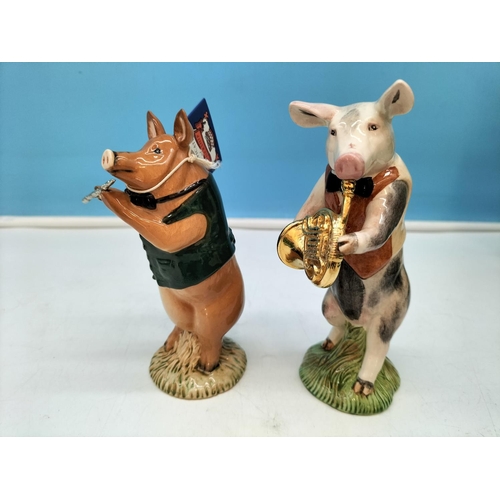 5 - 9 Piece Beswick Pig Band. All But One Boxed. Tallest 12cm.