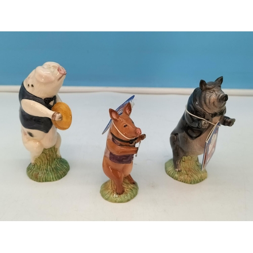 5 - 9 Piece Beswick Pig Band. All But One Boxed. Tallest 12cm.